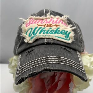 Distressed Black Cap with Embroidered Patch